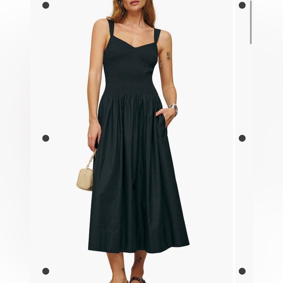 NWT Reformation Sariah smocked organic cotton midi dress size 4 brand new unworn - Picture 2 of 4